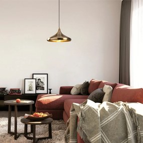 Závesné svietidlo v zlatej farbe s kovovým tienidlom ø 35 cm Berceste – Opviq lights