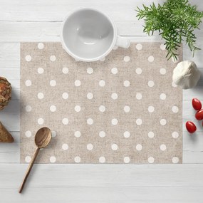 Biante Dekoračné prestieranie na stôl Porto PRT-019 Biele bodky na béžovom režnom 30x40 cm
