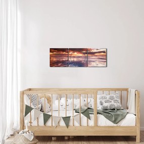 Obraz - Večerná pláž (s hodinami) (90x30 cm)