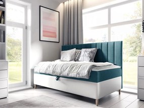 Kontinentálna posteľ Junior Kamire 2, Rozmer postele: 100x200, Dostupné poťahy: ekokoža Soft 017 (biela) + Fresh 34
