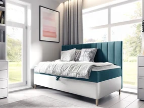 Kontinentálna posteľ Junior Kamire 2, Rozmer postele: 100x200, Dostupné poťahy: ekokoža Soft 017 (biela) + Fresh 34