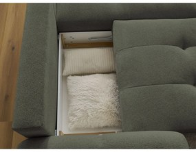 Khaki ženilková rozkladacia/s úložným priestorom rohová pohovka (pravý roh/s leňoškou) Roxelane – Bobochic Paris