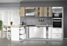 Nabytekmorava Zaujímavá kuchyňa Orinoko N006 pracovná doska: Valentino sivé ( F147), farba dvierok: Biela