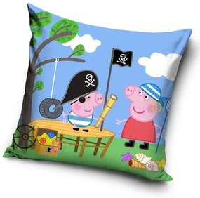 Carbotex Obliečka na vankúšik Prasiatko Pepina a Tomík Piráti, 40 x 40 cm