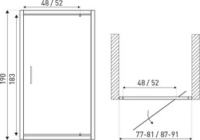 Novoterm Sprchové dvere do niky NV-Tomar DR 90, čierna/grafit - bez vaničky