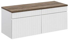 Závesná skrinka pod umývadlo Iconic s doskou 120 cm biela/dub santa fe vintage