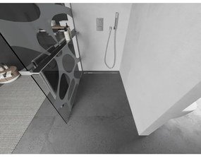 Mexen Kioto+ L, sprchová zástena Walk-In s poličkou a vešiakom 120 x 200 cm, 8mm číre sklo biely vzor, chrómový profil, 800-120-123-01-97