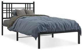 Kovový rám postele s čelom čierny 100x200 cm 376319