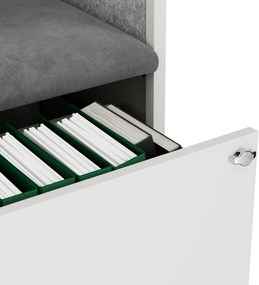 Akustická kabína SALLY MentalBox 600 mm – biely korpus, sivé sedadlo