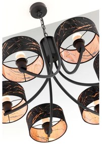 Jupiter 2108- Luster na reťazi ARTHUR 6xE27/15W/230V čierna/oranžová/mramorový dekor