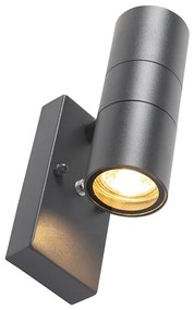 Vonkajšia nástenná lampa tmavosivá 2-svetlo so senzorom súmraku - Duo