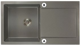 Kuchynský drez Adaxa (sivá) (s 2 otvormi pre batériu) (P). Vlastná spoľahlivá doprava až k Vám domov. 1066282