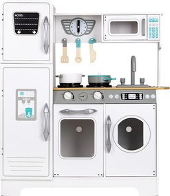 Drevená kuchynka ECOTOYS veľká s príslušenstvom (rúra, mikrovlnka, chladnička, práčka)