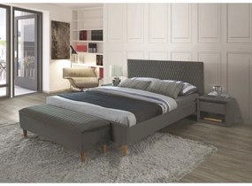 Signal Čalúnená posteľ AZURRO VELVET 160 x 200 cm farba sivá/dub