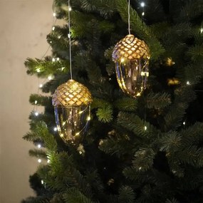 SIRIUS Závesná svetelná dekorácia LED, žaluď, 13 cm, zlatá