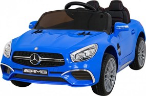 Ramiz Mercedes Benz AMG SL65 S elektrický pre deti Modrá + Diaľkové ovládanie + LED audio + Eco koža + EVA + Pomalý štart