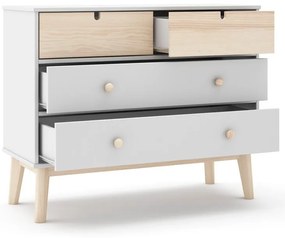 Biela nízka detská komoda 100x81 cm Estefania – Marckeric