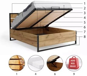 LOFT drevená dubová posteľ