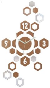 3D nalepovacie hodiny Hexagon medené