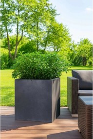 Kvetináč BLOCK, sklolaminát-vzhľad kameňa, 40x40x40 cm, antracit