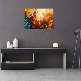 Sklenený obraz - Abstraktná maľba kvetov (70x50 cm)