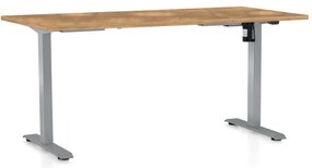 Výškovo nastaviteľný stôl OfficeTech A, 160 x 80 cm, sivá podnož, dub zlatý