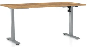 Výškovo nastaviteľný stôl OfficeTech A, 160 x 80 cm, sivá podnož, dub zlatý