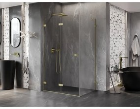 Mexen Lunar-F, 1-krídlový sprchový kút so skladacími dverami, ľavý, 100 x 80 cm, 8mm číre sklo, zlatý matný profil, 836-100-080-55-00-L