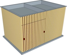 DESIGN FACTORY - Cyklobox de Luxe 5 – 6 bicyklov, farba natur, (1,6 x 2,3 m), CYKL5-6