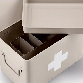 Lekárnička, kovový box na lieky, 2v1, béžová, MEDICINE XL 32x20x20
