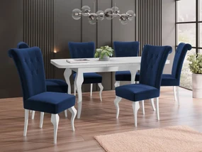 Rozkladací stôl Julia so 6 stoličkami ST63, Dostupné poťahy: Magic Velvet 2216, Farby: biela / biely lesk