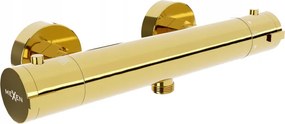 Mexen KAI, termostatická sprchová batéria so spodným 1/2" pripojením sprchy, zlatá lesklá, 77100-50