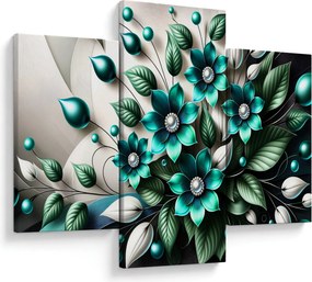 Obraz - 3D tyrkysové kvety (90x60 cm)