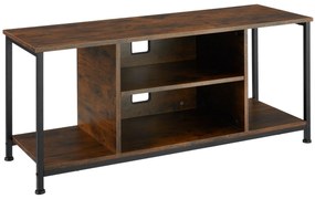 tectake 404642 televízny stolík - 110 cm, industriálne drevo tmavé, rustikálne