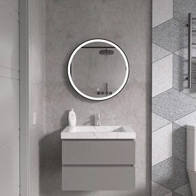 Erga Olivia, okrúhle LED zrkadlo 50cm, čierny kovový rám, 1150 lm, 6500K, predné osvetlenie, ERG-V01-202-5050-BK