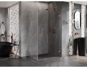 Mexen Lunar-B, pravostranný výklopný sprchový kút 80 x 70 cm, 8mm číre sklo, profil medená matná, 832-080-070-65-00-P