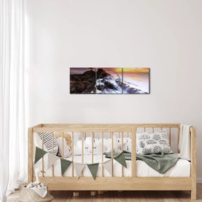 Obraz hory v hmle (s hodinami) (90x30 cm)