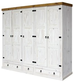 IDEA nábytok Skriňa 5-dverová CORONA biely vosk
