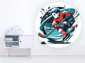 Malý hokejista textilní prelepiteľná nálepka na stenu hárok 45 x 45 cm