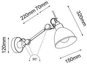 Shilo 4481 - Nástenná lampička DAISEN 1xE27/15W/230V čierna