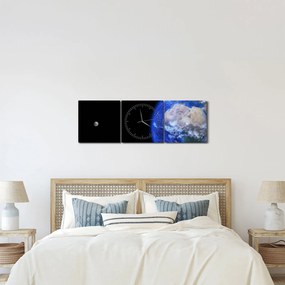 Obraz Mesiaca a Zeme (s hodinami) (90x30 cm)