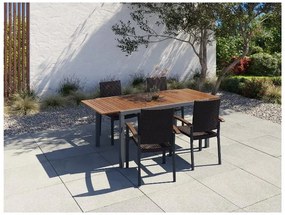 Livarno home Hliníkový rozkladací záhradný stôl Valencia, hnedý + Záhradná stolička Valencia, 4 kusy  (800008281)