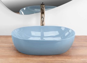 Rea Lisa, umývadlo na dosku 490x350x140 mm, svetlá modrá lesklá, REA-U6620