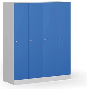 Šatníková skrinka znížená, 2 oddiely, 1500 x 600 x 500 mm, demont, cylindrický zámok, tmavosivé dvere