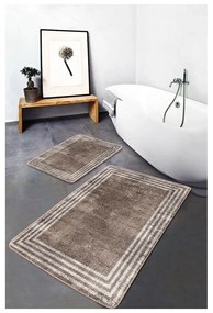 Hnedé zamatové kúpeľňové predložky v súprave 2 ks 60x100 cm – Mila Home