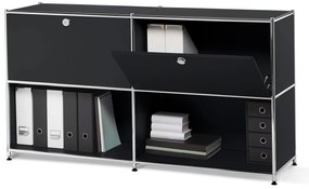 Kovová odkladacia skrinka »CN3« s nastaviteľnými výklopnými priehradkami, čierna