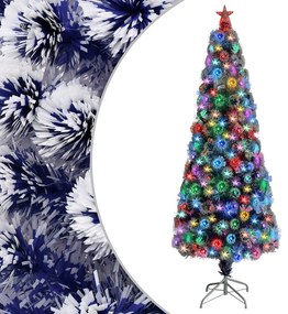 Umelý vianočný stromček s LED biela a modrá 210 cm optické vlákno 328458