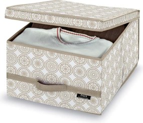 Domopak Úložný box s vekom a rukoväťou ELLA béžový, L