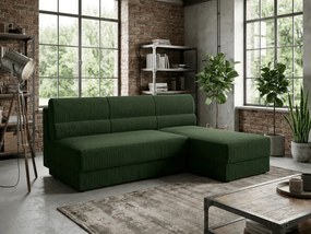 AKCIA Rozkladacia obojstranná sedacia súprava do L TAVERO SLIM 201x140 cm, tmavozelená II. akosť