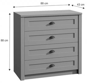 Kondela Komoda, sivá, PROVANCE K4